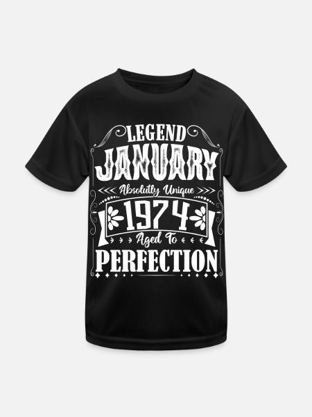 Januar 1974. Januar 1974 Geburtstagsgeschenk. - Kinder Funktions-T-Shirt - Schwarz - Vorne