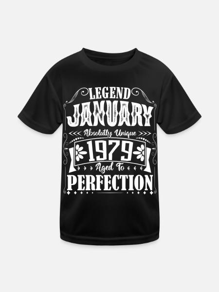 Janvier 1979. Cadeau d'Anniversaire janvier 1979. - T-shirt sport Enfant - noir - Devant