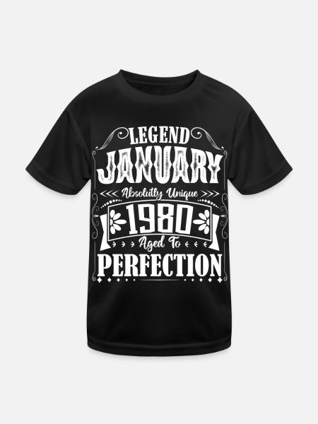 January 1980. January 1980 Birthday Gift. - Kids Functional T-Shirt - black - Front