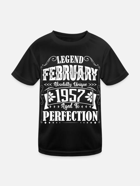 Février 1957. Cadeau d'Anniversaire février 1957. - T-shirt sport Enfant - noir - Devant
