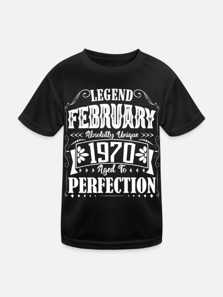 Février 1970. Cadeau d'Anniversaire février 1970. - T-shirt sport Enfant - noir - Devant