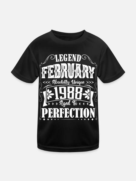 Février 1988. Cadeau d'Anniversaire février 1988. - T-shirt sport Enfant - noir - Devant