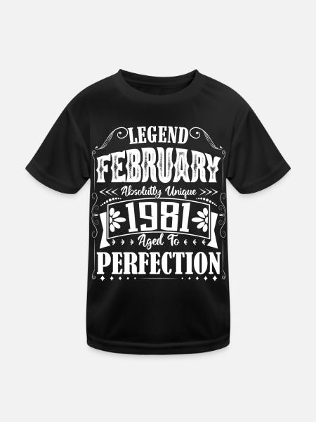 Février 1981. Cadeau d'Anniversaire février 1981. - T-shirt sport Enfant - noir - Devant