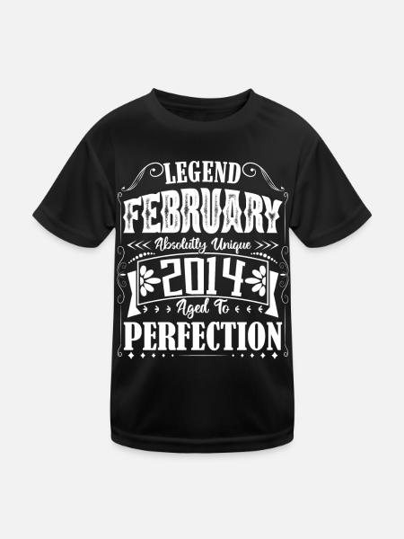 Februar 2014. Geburtstagsgeschenk Februar 2014. - Kinder Funktions-T-Shirt - Schwarz - Vorne