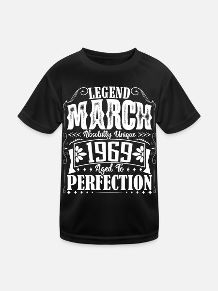 März 1969. März 1969 Geburtstagsgeschenk. März. - Kinder Funktions-T-Shirt - Schwarz - Vorne