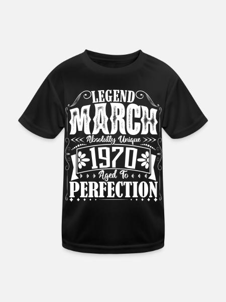 Mars 1970. Cadeau d'Anniversaire mars 1970. March. - T-shirt sport Enfant - noir - Devant