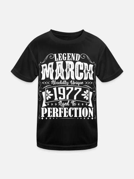 Mars 1977. Cadeau d'Anniversaire mars 1977. March. - T-shirt sport Enfant - noir - Devant