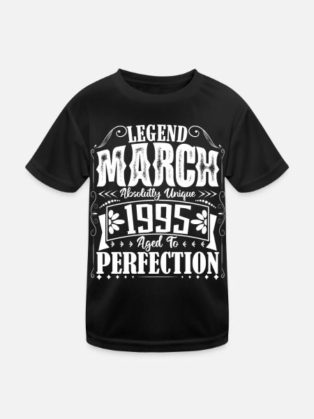 March 1995. March 1995 Birthday Gift. March. - Kids Functional T-Shirt - black - Front
