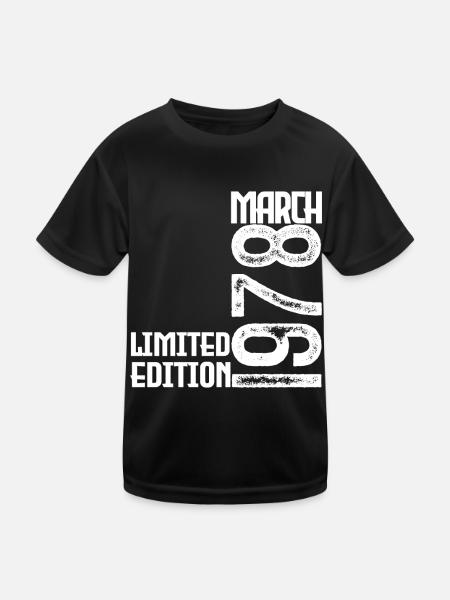 Birthday Gift March 1978. March 1978. March - Kids Functional T-Shirt - black - Front