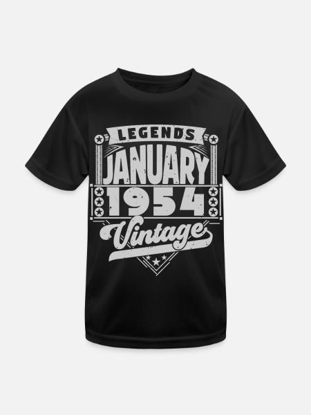Vintage Anniversary January 1954, January 1954. - Kids Functional T-Shirt - black - Front