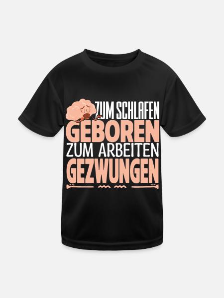Faultier Zum Schlafen Geboren Arbeiten Gezwungen. - Kinder Funktions-T-Shirt - Schwarz - Vorne