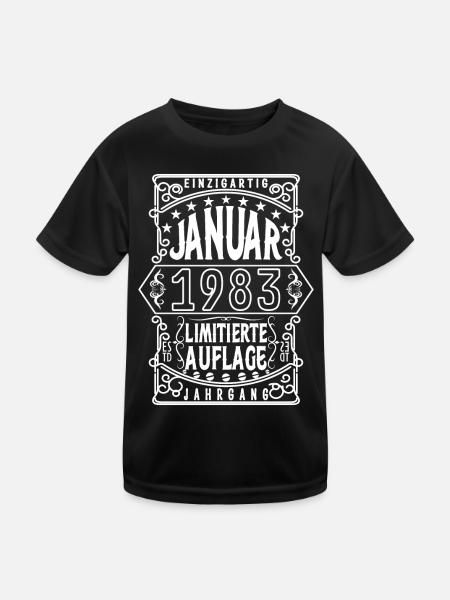 Geburtstag Januar 1983, Geschenk Januar 1983. - Kinder Funktions-T-Shirt - Schwarz - Vorne