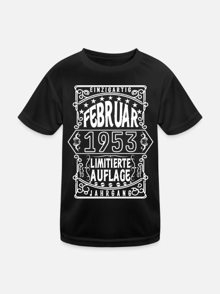 Geburtstag februar 1953, Geschenk Februar 1953. - Kinder Funktions-T-Shirt - Schwarz - Vorne