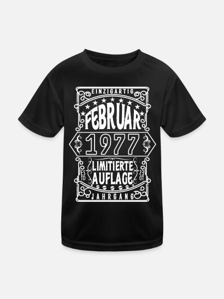 Geburtstag februar 1977, Geschenk Februar 1977. - Kinder Funktions-T-Shirt - Schwarz - Vorne