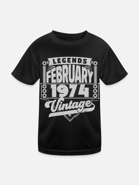 Vintage Birthday February 1974, February 1974. - Kids Functional T-Shirt - black - Front