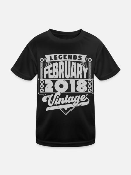 Vintage Birthday February 2018, February 2018. - Kids Functional T-Shirt - black - Front