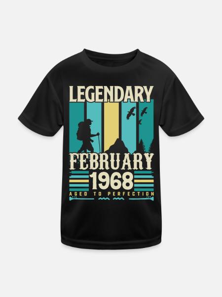 Vintage Birthday Gift February 1968, February. - Kids Functional T-Shirt - black - Front