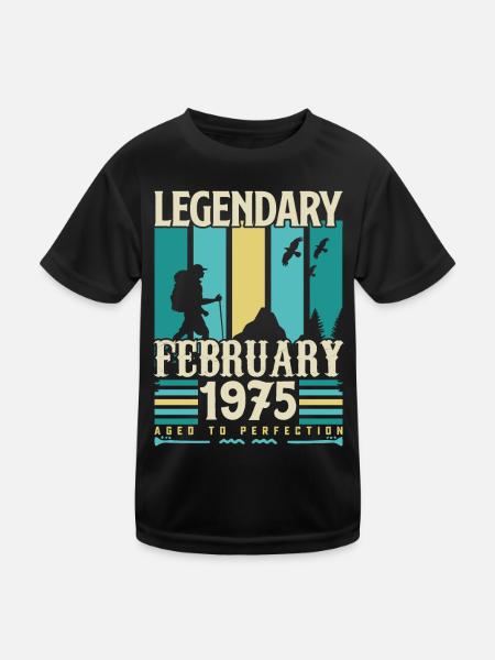 Vintage Birthday Gift February 1975, February. - Kids Functional T-Shirt - black - Front