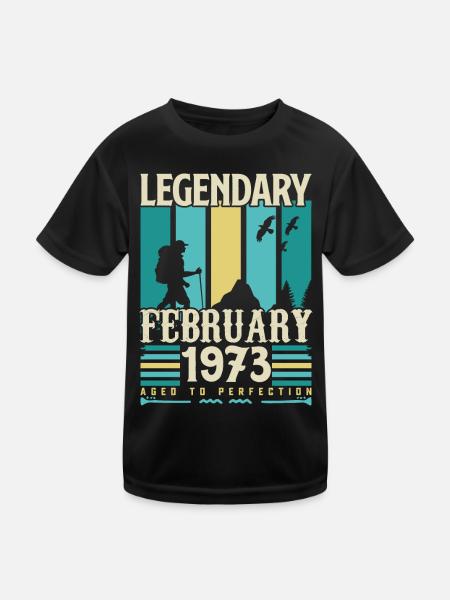 Vintage Birthday Gift February 1973, February. - Kids Functional T-Shirt - black - Front