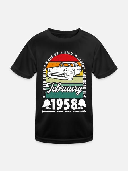 Anniversaire février 1958, Vintage février 1958. - T-shirt sport Enfant - noir - Devant