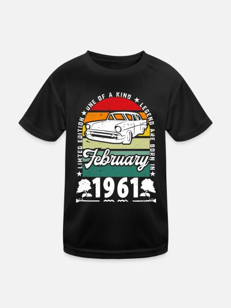 Anniversaire février 1961, Vintage février 1961. - T-shirt sport Enfant - noir - Devant