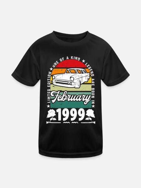 Anniversaire février 1999, Vintage février 1999. - T-shirt sport Enfant - noir - Devant