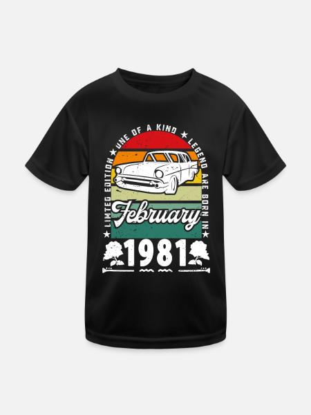 Birthday February 1981, Vintage February 1981. - Kids Functional T-Shirt - black - Front