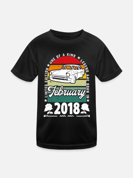 Birthday February 2018, Vintage February 2018. - Kids Functional T-Shirt - black - Front