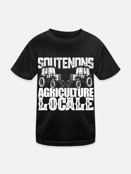 Unterstützen wir die lokale Landwirtschaft. Landwirte in Frankreich - Kinder Funktions-T-Shirt - Schwarz - Vorne