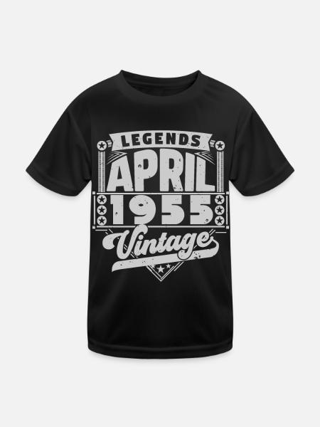 Jahrgangsgeschenk Jubiläum April 1955, April 1955 - Kinder Funktions-T-Shirt - Schwarz - Vorne