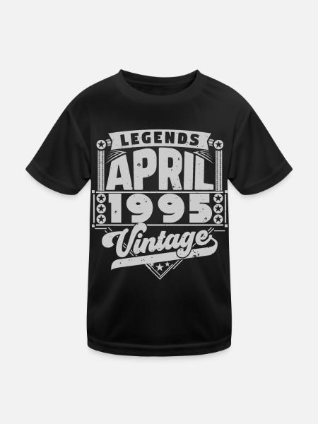 Jahrgangsgeschenk Jubiläum April 1995, April 1995 - Kinder Funktions-T-Shirt - Schwarz - Vorne