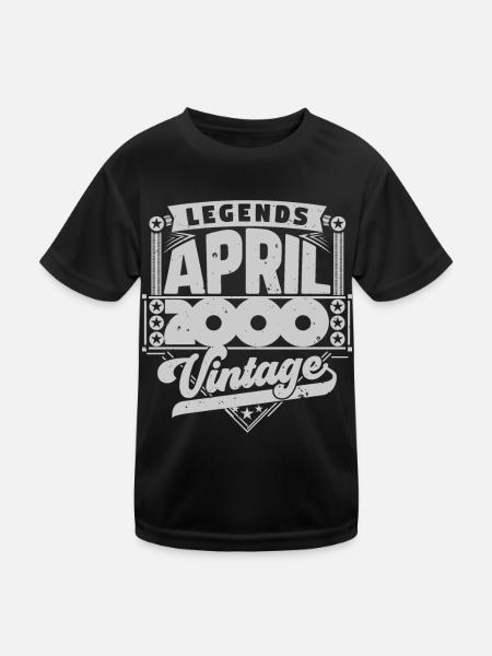 Vintage Gift Birthday April 2000, April 2000 - Kids Functional T-Shirt - black - Front
