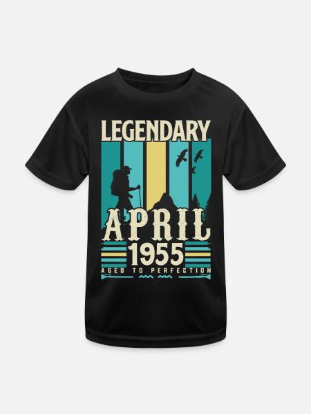 April 1955 Jubiläumsgeschenk, Jahrgang April 1955 - Kinder Funktions-T-Shirt - Schwarz - Vorne