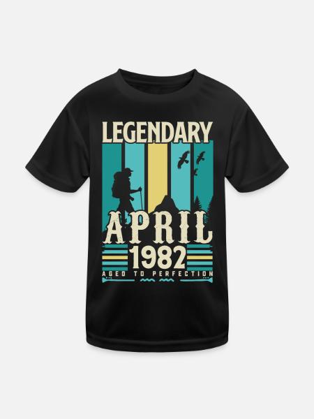 April 1982 Anniversary Gift, Vintage April 1982 - Kids Functional T-Shirt - black - Front