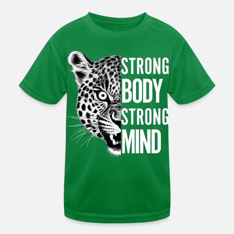 Starker Körper Starker Geist Motivierender Leopard Kinder Funktions-T-Shirt