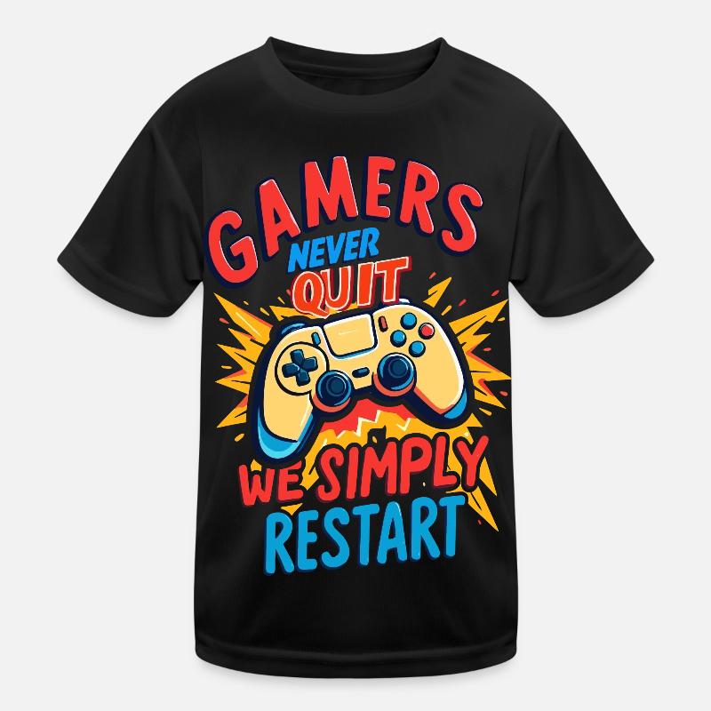 Gamers Never Quit Kids Functional T-Shirt