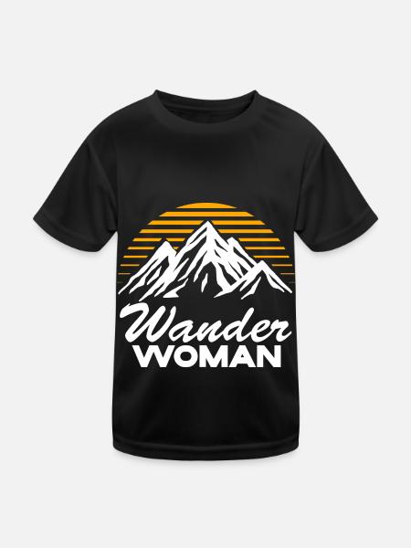 Hiking Woman Mountains Hiking Hiking Gift Woman - Kids Functional T-Shirt - black - Front
