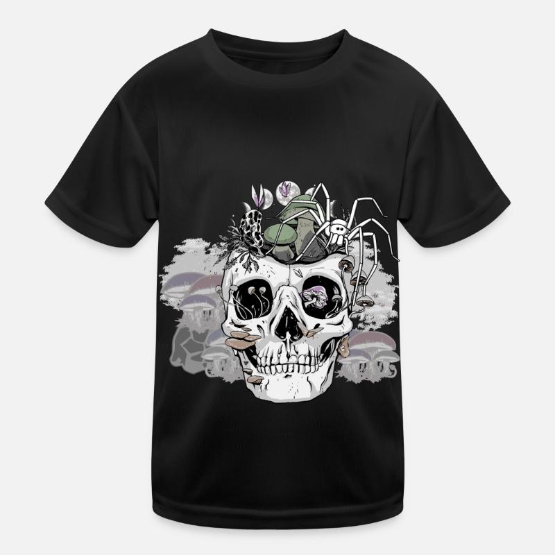 Horror Halloween Spinne Totenkopf Herbst Pilze Kinder Funktions-T-Shirt