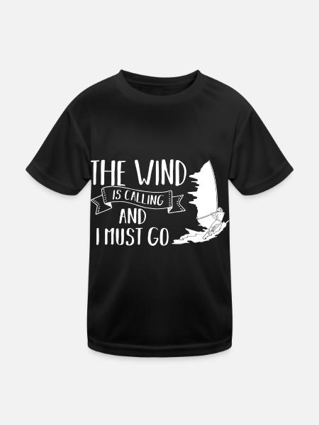 Windsurfing Board Sail Paddle Windsurfer Water - Kids Functional T-Shirt - black - Front