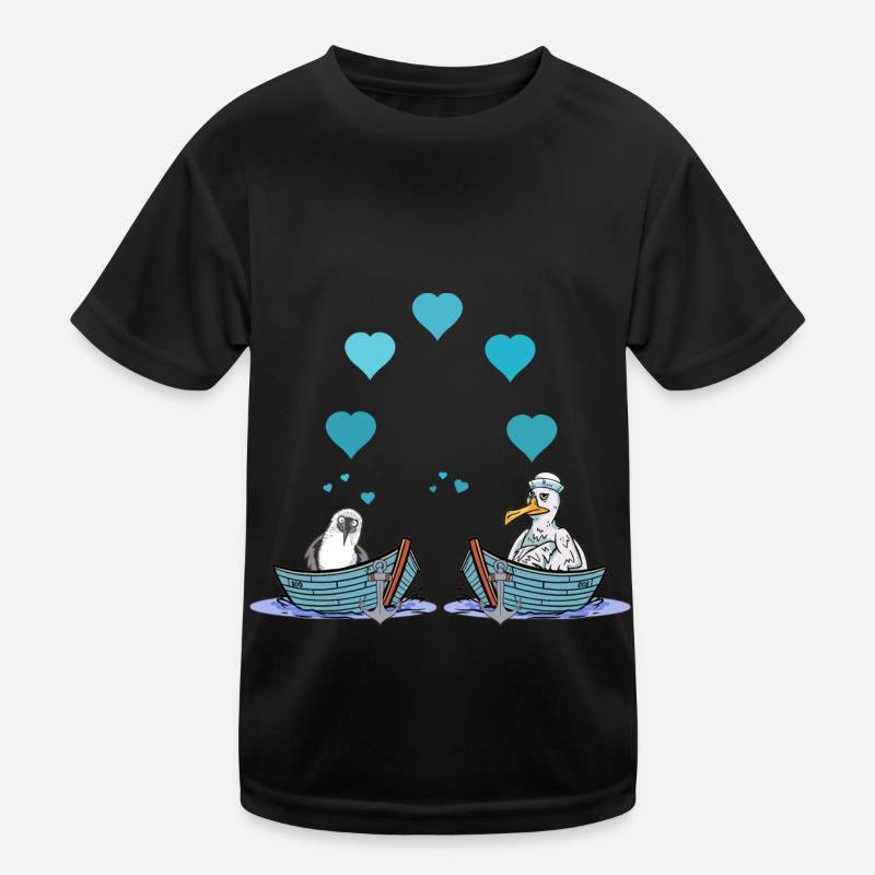 Möwen Möwe Liebe Herz Valentin Seemann Boot Kinder Funktions-T-Shirt