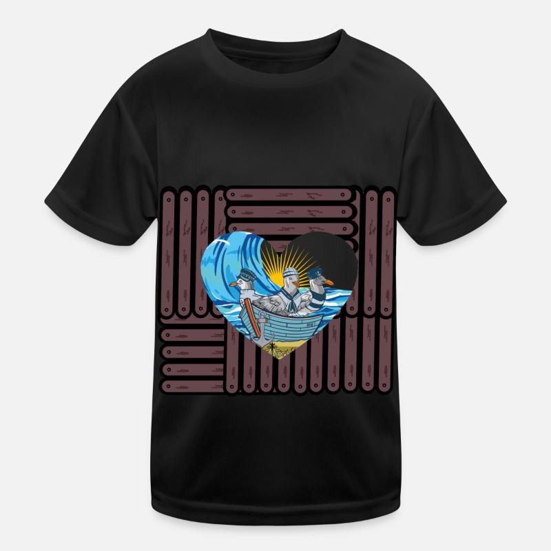 Möwen Möwe Meer Sonne Ozean Küste - Kinder Funktions-T-Shirt - Schwarz