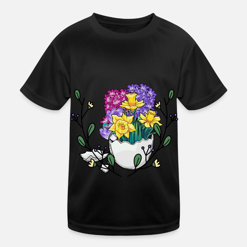 Printemps Nature Nature Nature Oeuf de Pâques Bonne Fleur de Pâques T-shirt sport Enfant