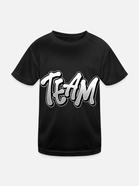 Team - Kinder Funktions-T-Shirt - Schwarz - Vorne