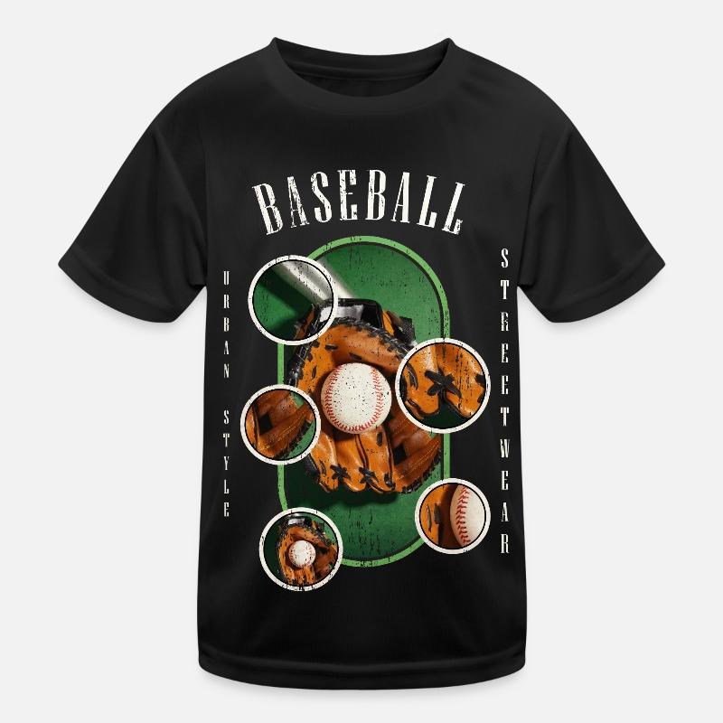 Baseball Ball Handschuh Schläger Vintage Retro Kinder Funktions-T-Shirt