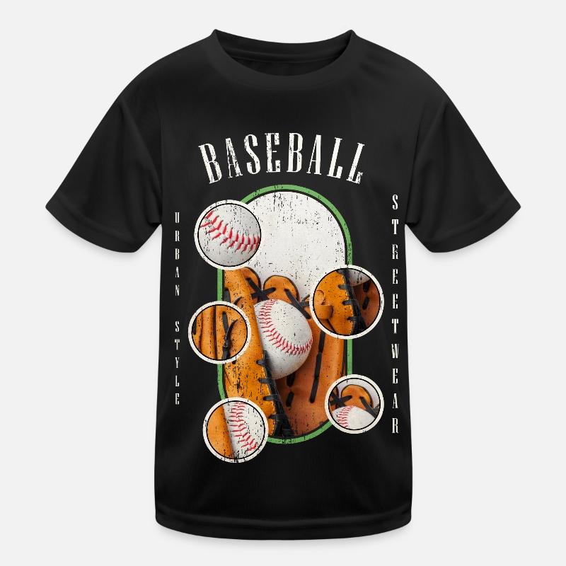 Baseball Ball Handschuh Schläger Vintage Retro Kinder Funktions-T-Shirt