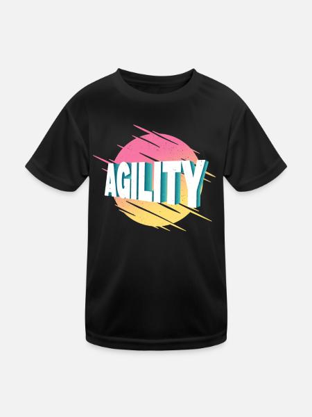 Agility Hund Sport Hundesport Hundetraining - Kinder Funktions-T-Shirt - Schwarz - Vorne