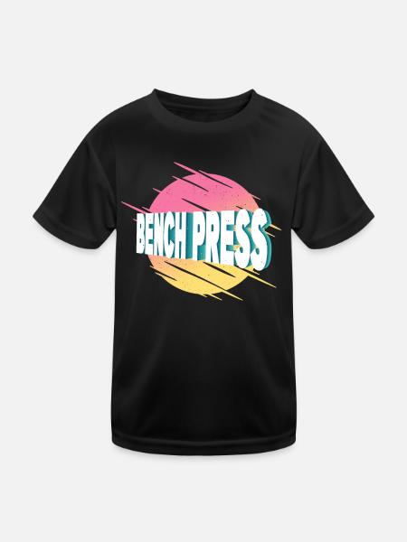 bench press, weightlifting, weight training, fitness, strong - Kids Functional T-Shirt - black - Front