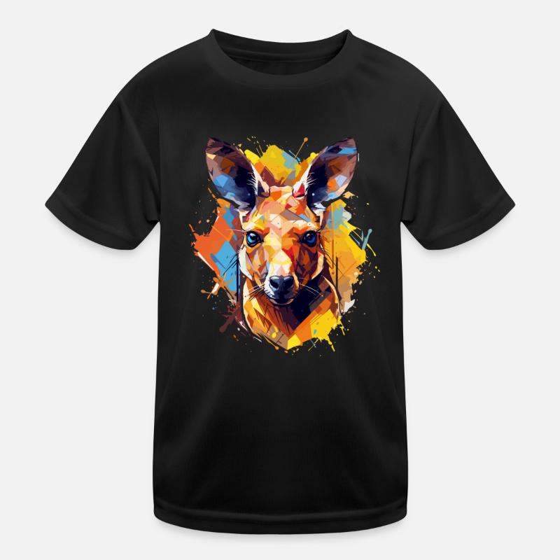 Kangaroo Paint Splash Drop Australia Paint Splash Kids Functional T-Shirt