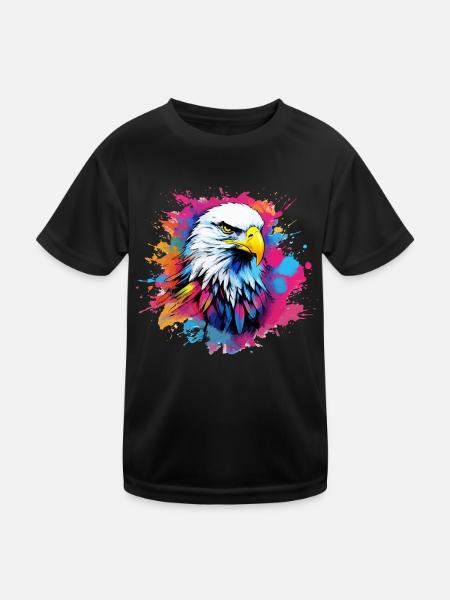 Colorful eagle bald eagle splash of color - Kids Functional T-Shirt - black - Front
