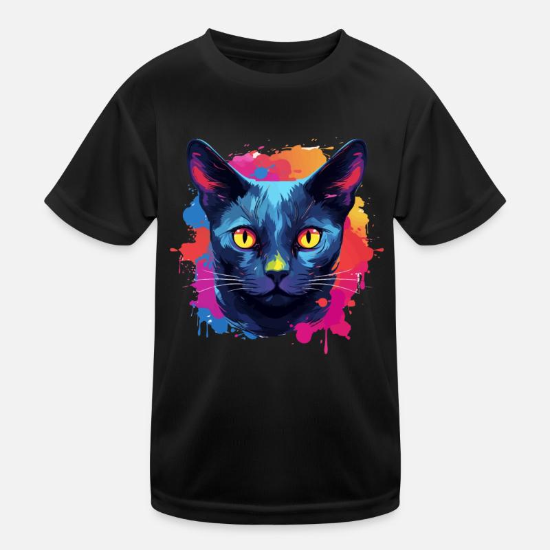 Chat bleu russe éclaboussures de peinture éclaboussures de peinture T-shirt sport Enfant